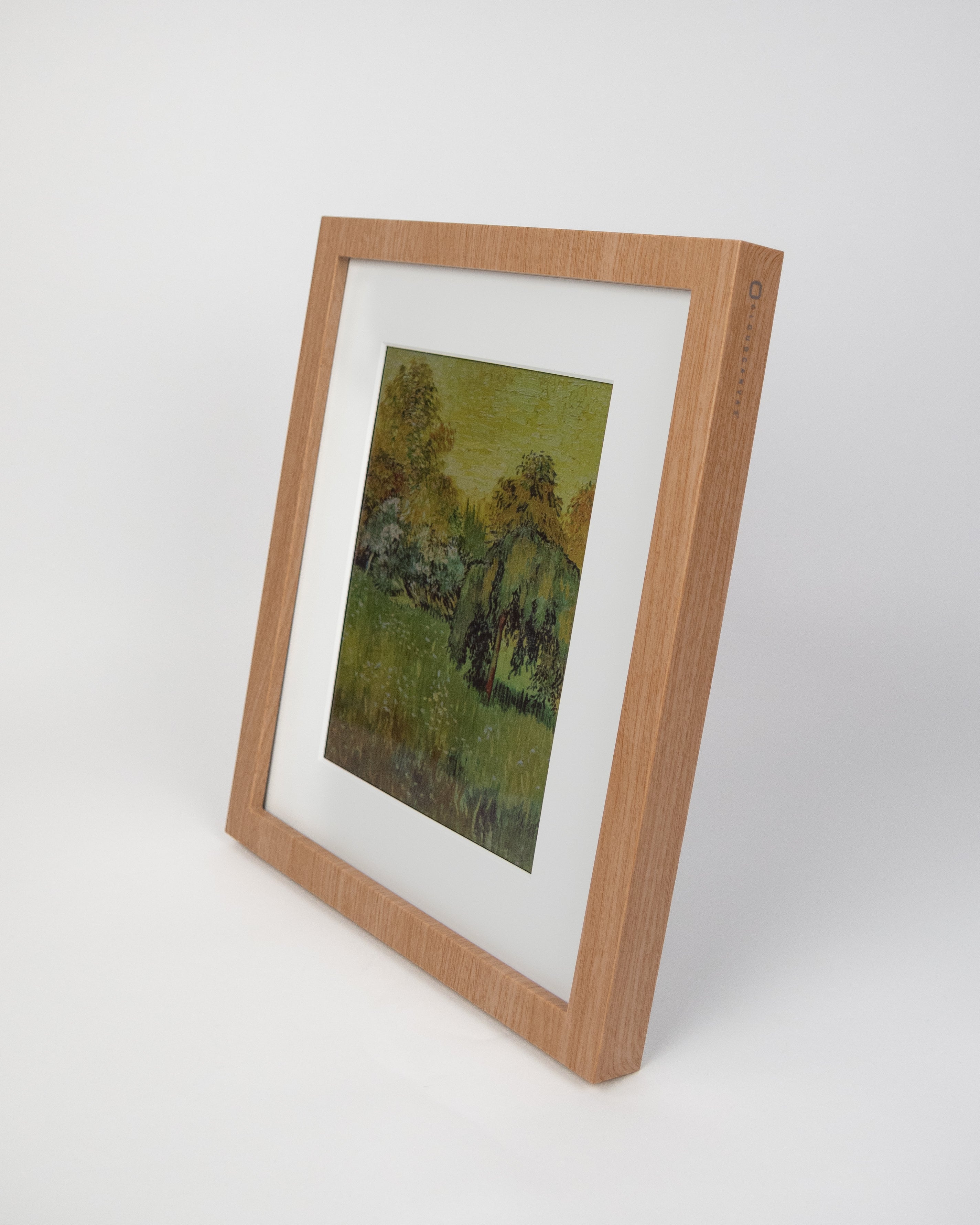 Framed artwork with a natural wood border on a white background #wood